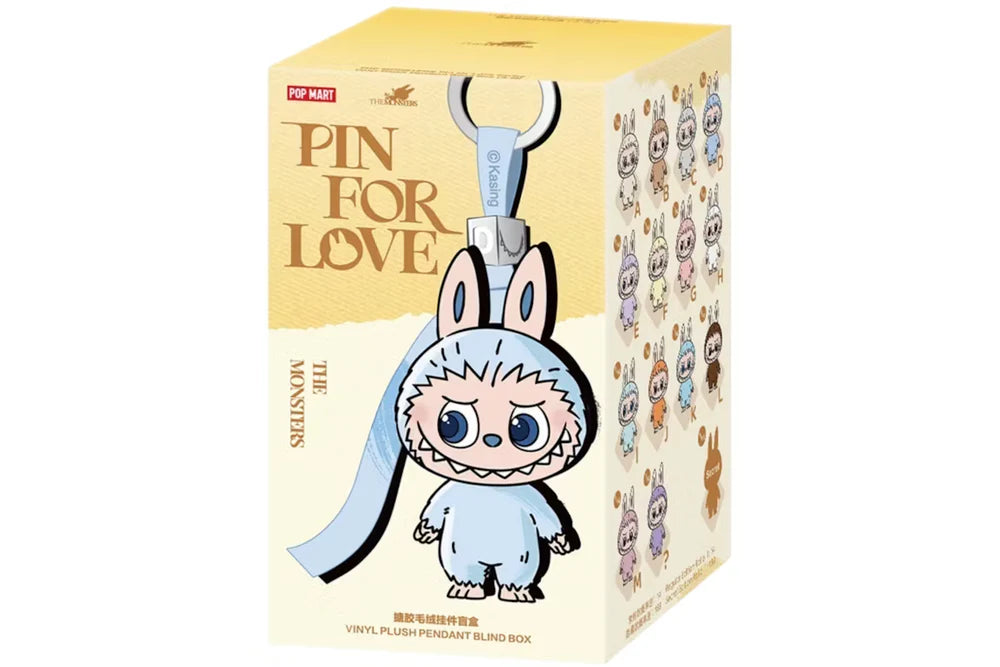 LABUBU THE MONSTERS PIN FOR LOVE SERIES VINYL PLUSH PENDANT (A-M) SEALED CASE (14 BLIND BOX)